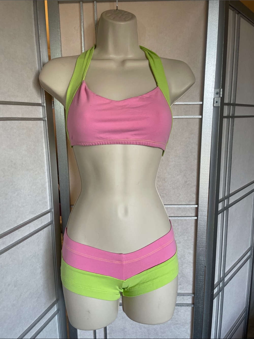 Pink and Lime Green Two-Piece Elisabetta Rogiani - XS/Bottom - M Top
